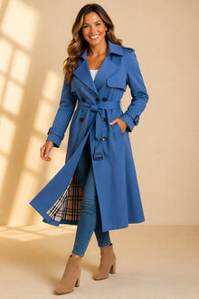 Elena | Damen Klassischer Trenchcoat mit verstellbarem Gürtel in Blau