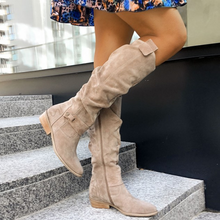 Alina | Damen Kniehohe Lederstiefel für Alltag in Beige