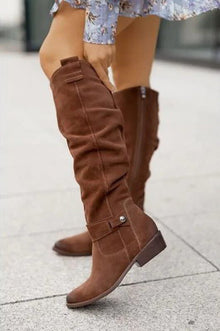 Alina | Damen Kniehohe Lederstiefel für Alltag in Braun