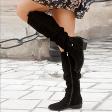 Alina | Damen Kniehohe Lederstiefel für Alltag in Schwarz