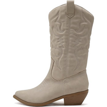 Isabella | Damen kniehohe Western-Stiefel in Beige
