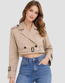 Marlene | Damen Kurze Jacke im eleganten Trench-Stil in Khaki