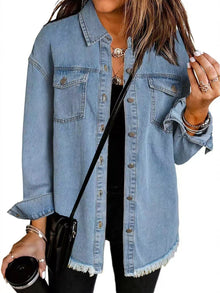 Charlotte | Damen Kurze Jeansjacke für Übergänge in Hellblau