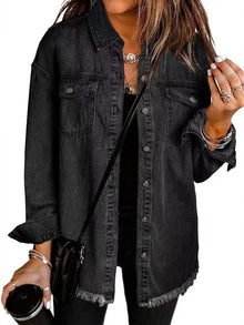 Charlotte | Damen Kurze Jeansjacke für Übergänge in Schwarz