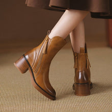 Amelie | Damen Kurzstiefel mit Blockabsatz für Herbst in Braun