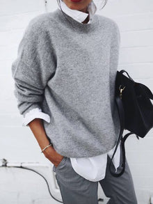 Ella | Damen Lässiger Pullover für Alltag in Hellgrau
