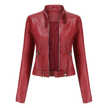 Marlene | Damen Lederjacke für den Herbst mit Gürtel in Rot