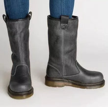 Emilia | Damen Lederstiefel für den Herbst in Grau