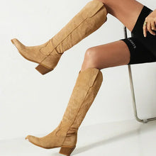 Ida | Damen Lederstiefel im Cowboy-Stil in Hellbraun