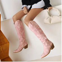 Ida | Damen Lederstiefel im Cowboy-Stil in Rosa