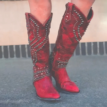 Klara | Damen Lederstiefel im modernen Western-Stil in Rot