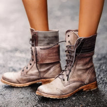 Fiona | Damen Lederstiefel im Retro-Stil in Dunkelbraun