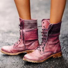 Fiona | Damen Lederstiefel im Retro-Stil in Rot