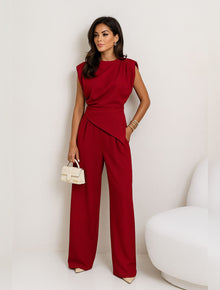 Amelie | Damen Leichtes Zweiteiliges Polyester Set in Rot