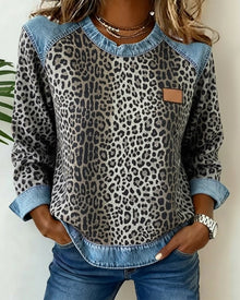 Isabella | Damen Leopard Pullover für Herbst in Grau