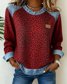 Isabella | Damen Leopard Pullover für Herbst in Rot