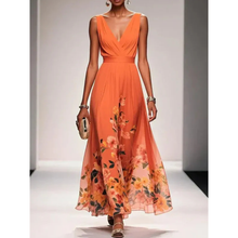 Ella | Damen Maxikleid für Hochzeitsgäste im Sommer in Orange