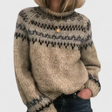 Amelie | Damen Norweger-Pullover mit charaktervollem Muster in Grau