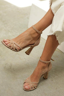 Pauline | Damen Peeptoe Patchwork Absatzschuhe für Sommer in Braun