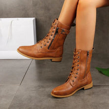 Melina | Damen Schnürstiefel mit Reißverschluss für den Alltag in Braun