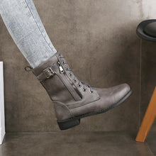Melina | Damen Schnürstiefel mit Reißverschluss für den Alltag in Grau
