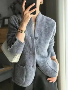Maja | Damen Strickjacke aus weicher Kaschmirwolle in Blau