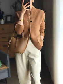 Maja | Damen Strickjacke aus weicher Kaschmirwolle in Braun