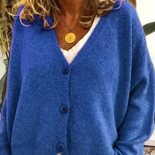 Elisa | Damen Strickjacke mit femininem V-Ausschnitt in Blau