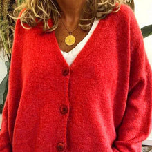 Elisa | Damen Strickjacke mit femininem V-Ausschnitt in Rot