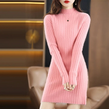 Amelie | Damen Strickkleid Herbst für Hochzeitsgäste in Rosa