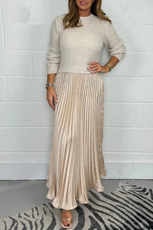 Laura | Damen Strickkleid Midi für Festliche Anlässe in Aprikose