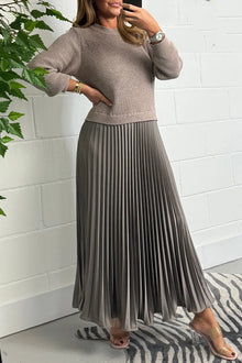 Laura | Damen Strickkleid Midi für Festliche Anlässe in Dunkelgrau