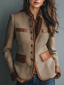 Melina | Damen Vintage Jacke für elegante Looks in Braun