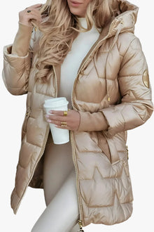 Johanna | Damen warme lange gesteppte Pufferjacke für Herbst in Beige