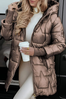 Johanna | Damen warme lange gesteppte Pufferjacke für Herbst in Braun