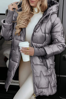 Johanna | Damen warme lange gesteppte Pufferjacke für Herbst in Grau