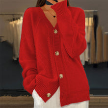 Theresa | Damen Warme Strickjacke für Alltag in Rot