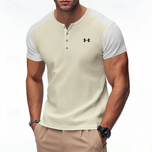 Herren Henley-T-Shirt mit Kontrastfarben in Khaki