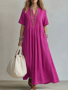 Betsaida – Elegantes Kleid Mit V-Ausschnitt Und kurzen Ärmeln in Rosa