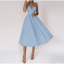 Damen Festliches A-Linie Midi Abendkleid in Blau