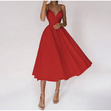 Damen Festliches A-Linie Midi Abendkleid in Rot