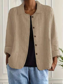 Damen Langarm Elegant Sommer Bluse in Khaki