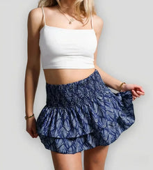 Damen Sommer Hoher Taille Mini Rock in Blau