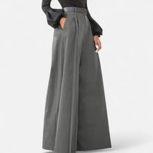 Weit geschnittene High Waist Hose für Damen in Grau