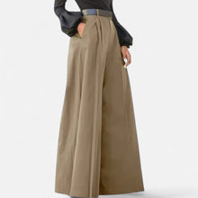 Weit geschnittene High Waist Hose für Damen in Beige