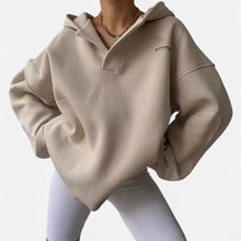 Sweatshirt mit Kragen und Oversize Passform in Beige