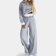 Damen Freizeitset mit Hoodie und weitem Bein in Grau
