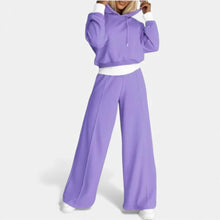 Damen Freizeitset mit Hoodie und weitem Bein in Lila