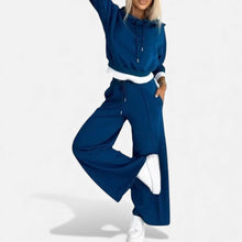 Damen Freizeitset mit Hoodie und weitem Bein in Blau