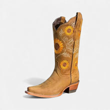 Western Stiefeletten mit Blumenstickerei Damen in Khaki